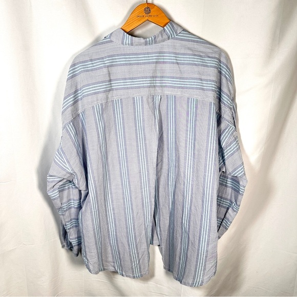 BDG Urban Outfitters Striped Cotton Oversized Open Back Coastal Grandma Shirt M - Picture 9 of 13